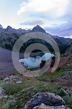 Backpacking around Blue Lakes in Colorado`s San Juan Mountains