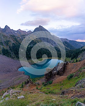 Backpacking around Blue Lakes in Colorado`s San Juan Mountains