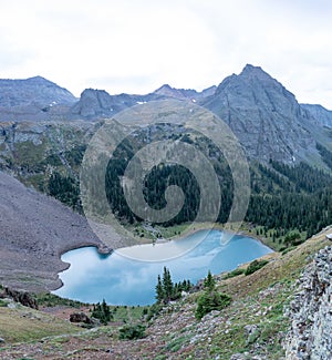 Backpacking around Blue Lakes in Colorado`s San Juan Mountains