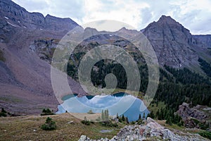 Backpacking around Blue Lakes in Colorado`s San Juan Mountains