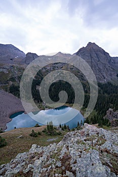 Backpacking around Blue Lakes in Colorado`s San Juan Mountains