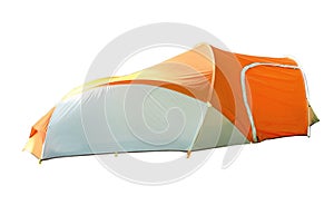 Backpacking tent isolated on white background. photo