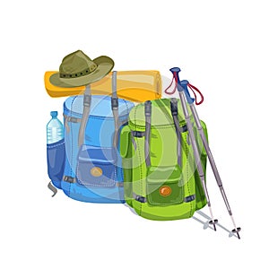 Backpacks for hiking, camping equipment