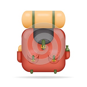 Backpak Travel Trip Vacation Summer Spring Concept 3d Cartoon Design Icon Vector Illustration