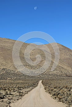 Backroad Desert Refuge Moon Blue Sky