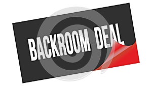 BACKROOM  DEAL text on black red sticker stamp