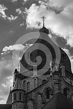 Backside of the 19th century St Lambertus church with a spectacular view on the dome