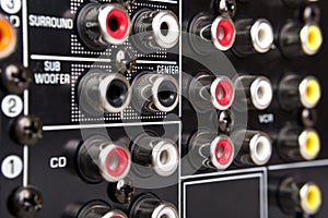 Backside of black receiver with connectors