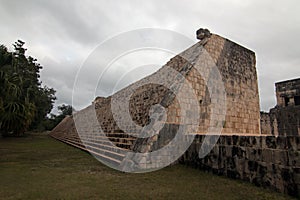 Backside of Grand Ballcourt Juego de Pelota at Mexico's Chichen Itza Mayan ruins on the Yucatan Peninsula