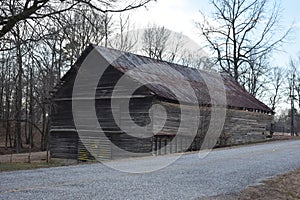 Backside of an Old wood barn in New Hope Arkansas