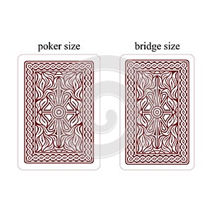 Backside of playing cards. Dark red