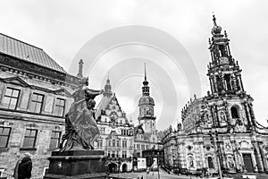 The Cathedral of the Holy Trinity, Katolische Hofkirche in the old town of Dresden, Germany