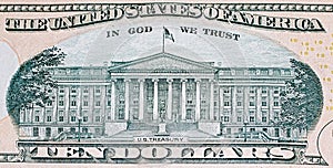 Backside of ten dollar bill.