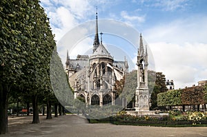 Backside view of the famous church Notre Dame photo