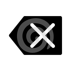 backspace arrow icon vector, left arrow with cross. isolated