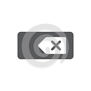 Backspace key vector icon symbol keyboard isolated on white background