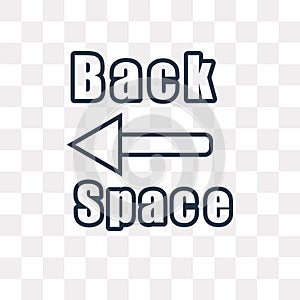 Backspace vector icon isolated on transparent background, linear