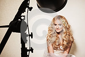 Backstage Photo of Young Elegant Bride