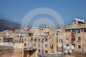 Backstreet atmosphere in the old Kingdom City Fes in Morocco, Africa