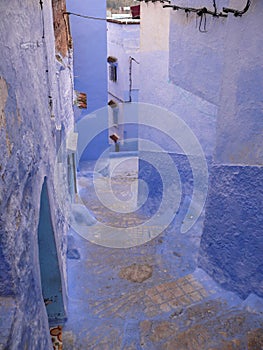 Backstreet of the Blue City of Chefchouen photo