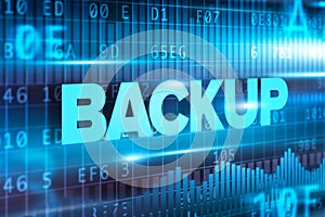 Backup abstract concept blue text blue background