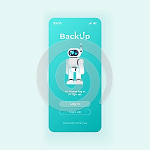 Backup application smartphone interface vector template. Mobile app page light design layout. Cloud storage software