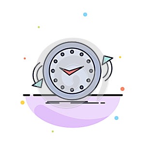 Backup, clock, clockwise, counter, time Flat Color Icon Vector