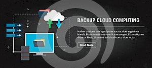 Backup cloud computing, banner internet with icons in vector