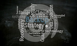 Backup cloud painted with chalk on blackboard