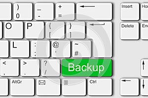 Backup concept PC computer keyboard 3d illustration