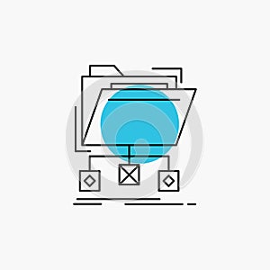 backup, data, files, folder, network Line Icon