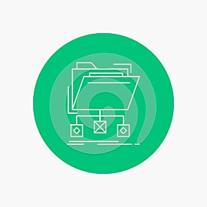 backup, data, files, folder, network White Line Icon in Circle background. vector icon illustration