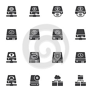 Backup data and recovery vector icons set