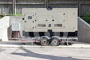 Backup Generator for Office Building connected to the Control Panel with Cable Wire