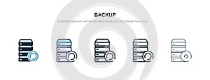Backup icon in different style vector illustration. two colored and black backup vector icons designed in filled, outline, line