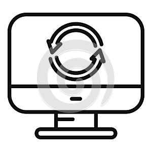 Backup pc icon outline vector. Data cloud