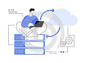 Backup server abstract concept vector illustration.
