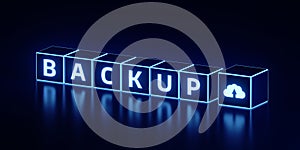 Backup Storage Data Internet Technology Business concept. 3d Render illustration