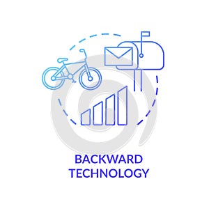 Backward technology blue concept icon