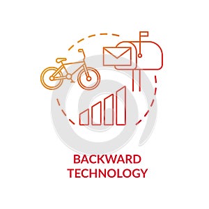 Backward technology red concept icon