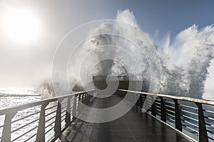 Backwash on the great jetty of la Chaume