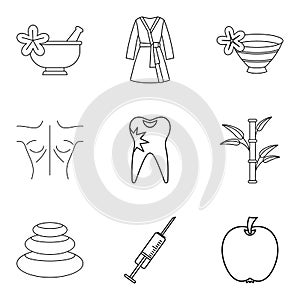 Backwash icons set, outline style