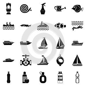 Backwash icons set, simple style photo