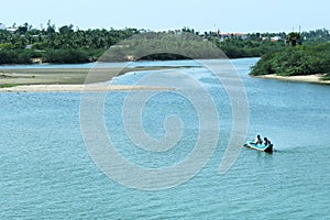 Backwater with fishermen boat