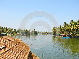 Backwaters in Kerala captured from Houseboat, India