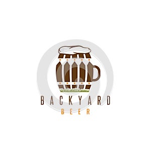 Backyard beer vector design template with fence