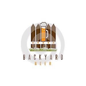 Backyard beer vector design template with fence