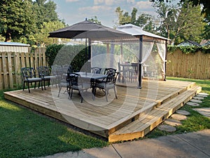 Backyard Deck with Dining and Cabana