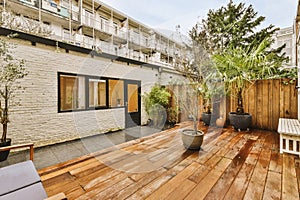 Backyard Deck of modern European house