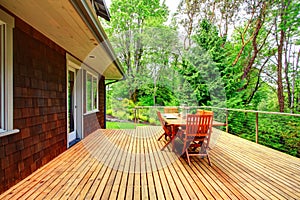 Backyard deck overlooking amazing nature landscape